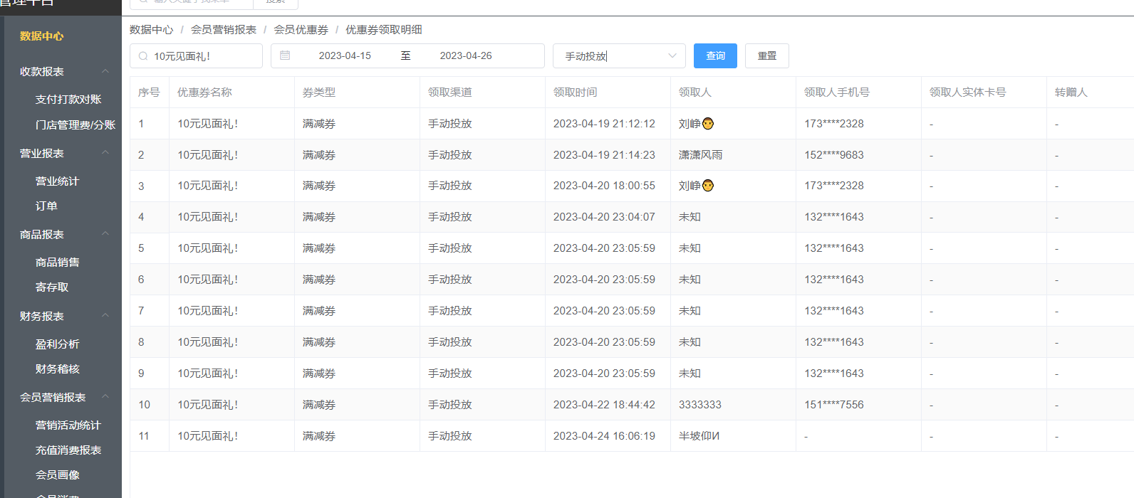关注有礼送三张券，三个券为什么发出去的数量差别比较大呢 - 步骤1
